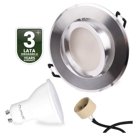Oprawa Halogenowa Podtynkowa Okrągła Ruchoma TRIX 3w1 GU10 6W 3000K Srebrny LUMILED