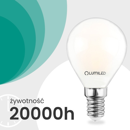 6x Żarówka LED E14 Kulka P45 2,2W 470lm = 40W 4000K Neutralna 360° Filament KLASA A LUMILED