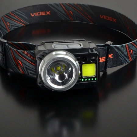 Latarka Czołowa Akumulatorowa LED 5W 5000lm 7 Trybów Pracy Czujnik Ruchu USB-C Wodoszczelna IP65 Videx