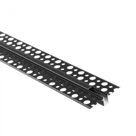 Profil Aluminiowy LED do Płyt GK Gipsowych REGIPS Wpuszczany Podtynkowy Czarny 2m z Kloszem Czarny do Taśm LED + Zaślepki seria GPW Ecolight