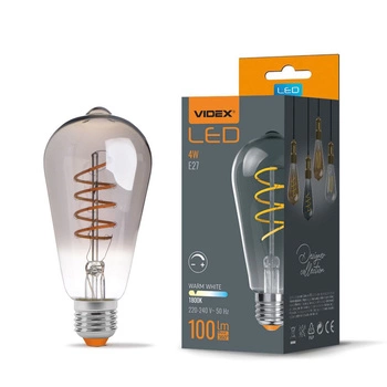 Żarówka LED E27 ST64 Edison 4W 100lm 1800K Ciepła 360° FILAMENT Dymiona Ściemnialna Videx