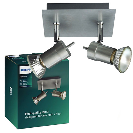 Lampa Sufitowa Reflektor Natynkowa 2x GU10 Aluminium Titan Philips