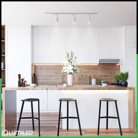 Zestaw Szyna Oświetleniowa Szynoprzewód 1m + 3x Reflektor Szynowy SAGI GU10 Biały LUMILED