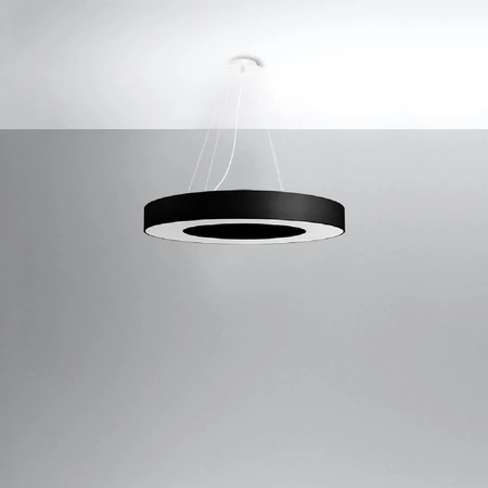 Lampa Sufitowa Wisząca Zwis 6x E27 Żyrandol Okrągła Czarna Minimalistyczna Saturno Sollux