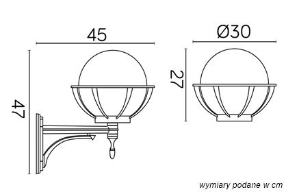Lampa Ogrodowa Zewnętrzna Elewacyjna KINKIET LED Kule z koszykiem 250 K 3012/1/KPO 250 U E27 Su-Ma