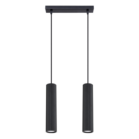 Lampa Wisząca Sufitowa Zwis Tuba Spot 2x GU10 Czarna Karbon Deep Space SL.1574 Sollux