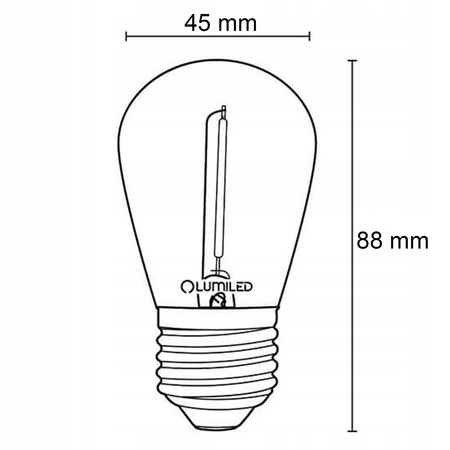 5-PAK Żarówka LED E27 ST14 1W = 10W 2700K Ciepła 100lm Filament do Girlandy LUMILED