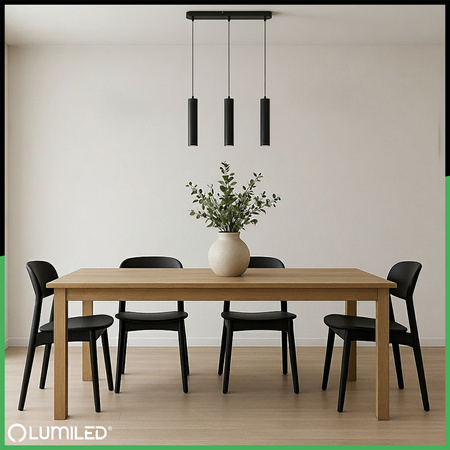 Lampa Wisząca Sufitowa Zwis 29cm Reflektor 3x GU10 LED SOPLO Czarny LUMILED