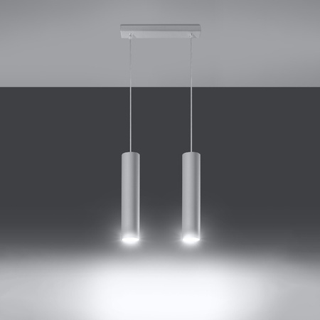 Lampa Sufitowa Wisząca Zwis 2x GU10 Tubularna Biała Nowoczesna Lagos Sollux