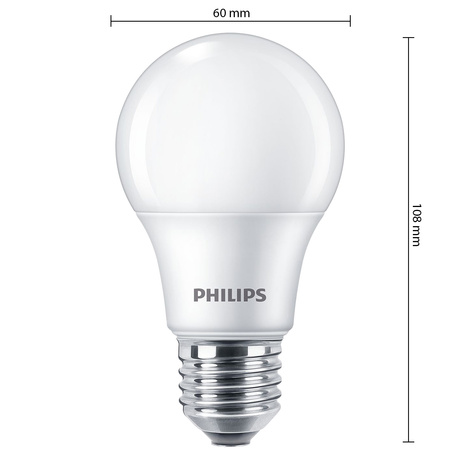 6x Żarówka LED E27 A60 8W = 60W 806lm 2700K Ciepła 150° EC Multipack Philips