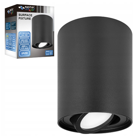 Oprawa Natynkowa Halogenowa Spot Tuba Ruchoma GU10 Okrągła Czarna 115mm 