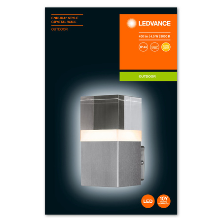 Lampa Ogrodowa Zewnętrzna Kinkiet Elewacyjny LED 4.5W 400lm 3000K IP44 Srebrny Endura Ledvance