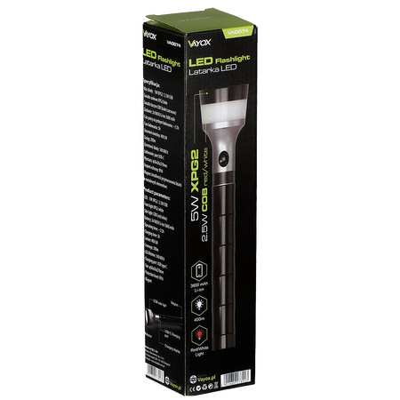 Latarka Ręczna LED Pochodnia Szperacz Magnes USB Taktyczna Policyjna VAYOX VA0074