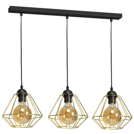 Lampa wisząca LUPO 3xE27 Geometryczny Kształt Loft Czarna Złota MLP6271 Milagro Metal
