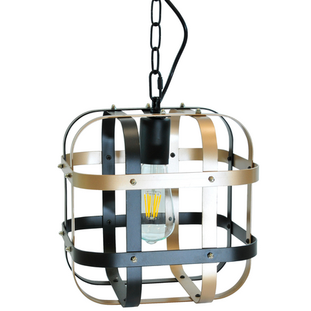 LAMPA Wisząca SUFITOWA KLATKA E27 Czarno-złota GOLDLUX (Polux)