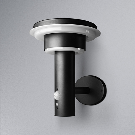 Lampa Ogrodowa Zewnętrzna Kinkiet Elewacyjny LED 6W 400lm 3000K IP44 Czarny Z Czujnikiem Ruchu i Zmierzchu Endura Ledvance