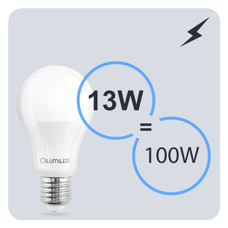 6x Żarówka LED E27 A60 13W = 100W 1521lm 3000K Ciepła 260° LUMILED