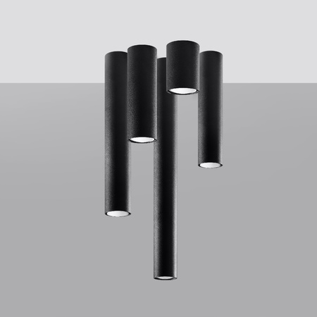 Lampa Sufitowa Oprawa Natynkowa SPOT TUBA GU10 Tubularna Czarna Nowoczesna Lagos Sollux