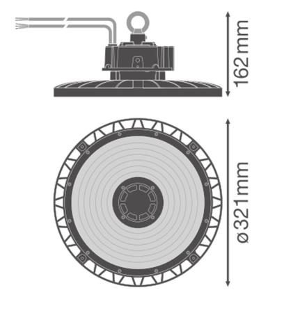 Lampa LED Oprawa Przemysłowa 200W 35000lm 4000K Neutralna Ściemnialna Czarny IP66 IK10 High Bay Gen 5 Ledvance