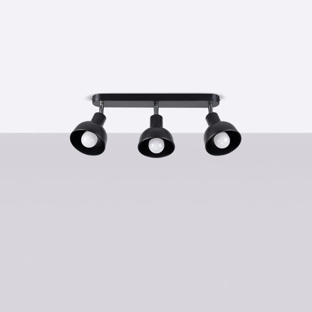 Lampa Sufitowa Oprawa Natynkowa Reflektor 3x E27 Ruchoma Geometryczna Czarna Industrialna Elba Sollux