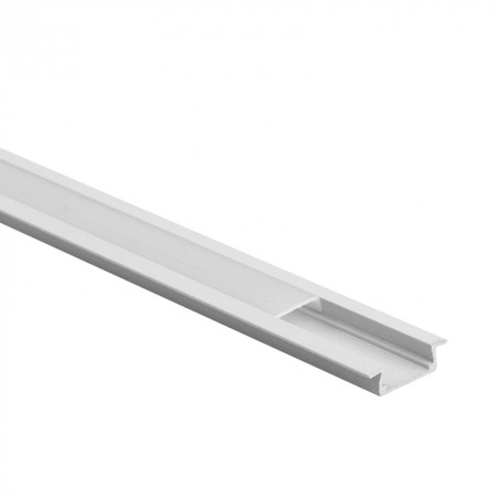 Profil Aluminiowy LED Wpuszczany Podtynkowy Biały 1m z Kloszem Mlecznym do Taśm LED + Zaślepki seria P Ecolight