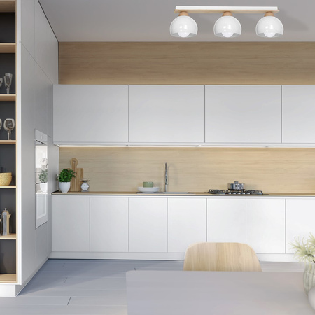 Lampa sufitowa w stylu skandynawskim biała MiLAGRO DAMA 3x E27 Drewno + metal