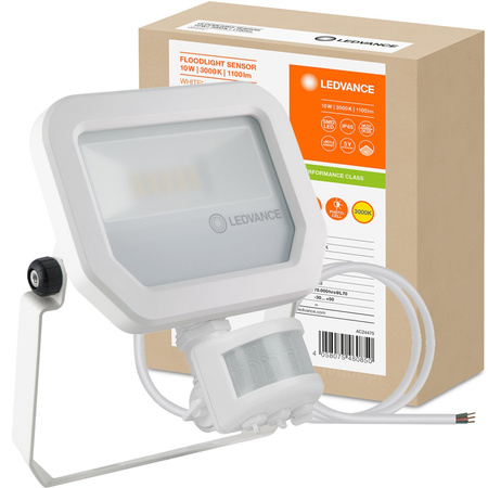 Naświetlacz LED Reflektor Zewnętrzny Lampa 10W 1100lm 3000K IP65 Biały Z Czujnikiem Ruchu i Zmierzchu Floodlight Ledvance