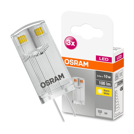 3PAK Żarówka LED G4 KAPSUŁKA 0,9W = 10W 100lm Ciepła 300° 12V OSRAM