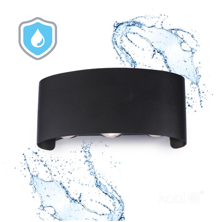 Kinkiet Ogrodowy Elewacyjny Zewnętrzny LED 6W 480lm 3000K Ciepły Góra Dół IP54 Czarny Kobi