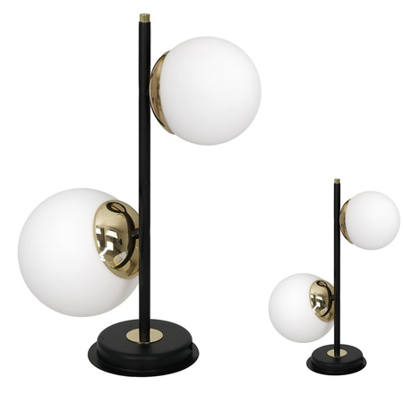 Lampa Stołowa SPARTA Czarna Złota 2xE14 Biurkowa Nocna Milagro