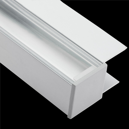 Profil Meblowy Aluminiowy Anodowany do taśm LED KM48 Srebrny Regałowy Nawierzchniowy 1m + Przesłona przeźroczysta + Zaślepki