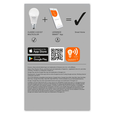 2PAK Żarówka LED E27 A60 9W 806lm RGBW SMART+ WiFi Ściemnialna Classic LEDVANCE