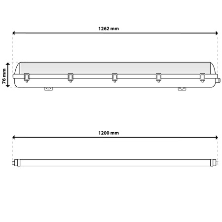 Oprawa Hermetyczna Pyłoszczelna 120cm 2x T8 G13 IP65 + 2x Świetlówki LED 18W