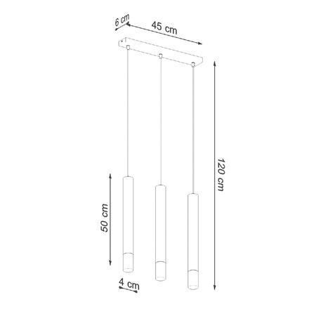 Lampa Sufitowa Oprawa Natynkowa SPOT TUBA 3x G9 Wisząca Zwis Tubularna Biała Nowoczesna Wezyr Sollux