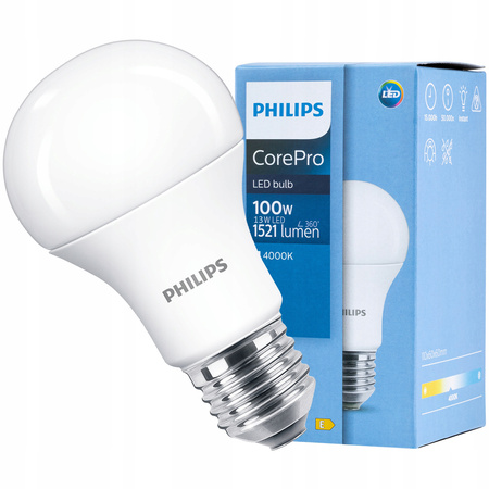 Żarówka LED E27 A60 13W = 100W 1521lm 4000K Neutralna PHILIPS