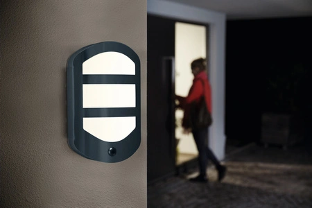 Kinkiet Ogrodowy Lampa Elewacyjna Zewnętrzna LED z Czujnikiem Ruchu i Zmierzchu 12.5W 630lm 3000K Ciepła Szary IP44 Endura Osram