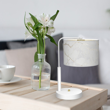 Lampka Biurkowa Stołowa LED SENSO Biała Złota 1xE27 Milagro