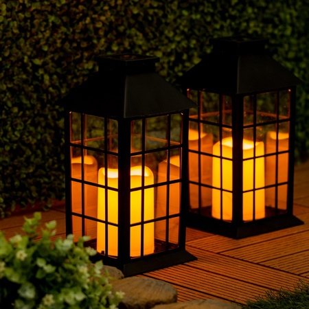 Lampion Ogrodowa LED Solarna Wisząca LATARENKA 32cm Czarna