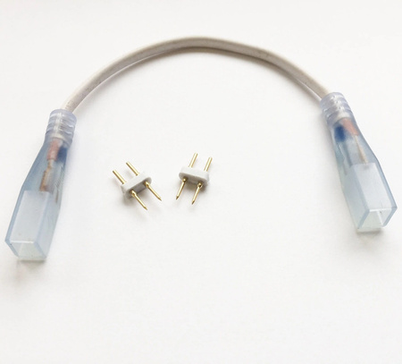 Złączka dwustronna długa z przewodem do taśmy LED 230V 6W + Widełki