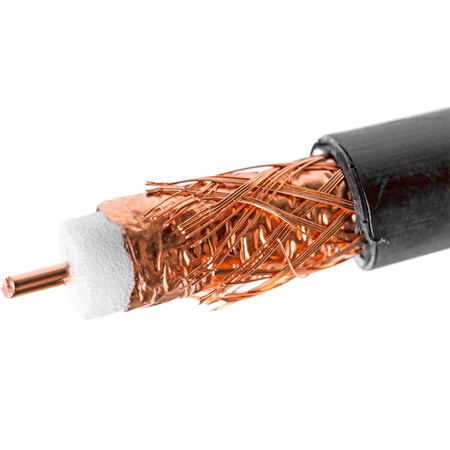 Przewód Kabel Antenowy Koncentryczny Miedź Żel CU Ziemny 4K Full HD Czarny 100M VAYOX
