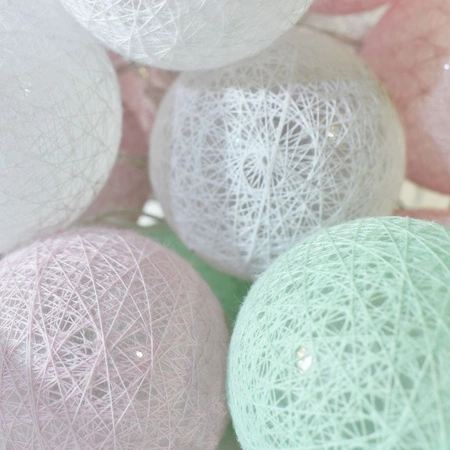 COTTON BALLS Kule świecące LED Girlanda świetlna 230V Pastelowe Lampki 30x LED MILAGRO EKD8978