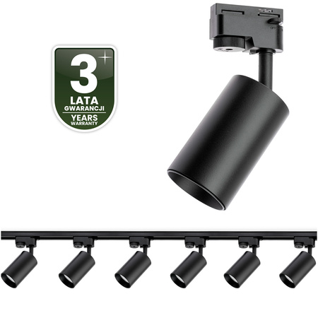 Zestaw Szyna Oświetleniowa Szynoprzewód 2 m + 6x Reflektor Szynowy SAGI GU10 Czarny LUMILED