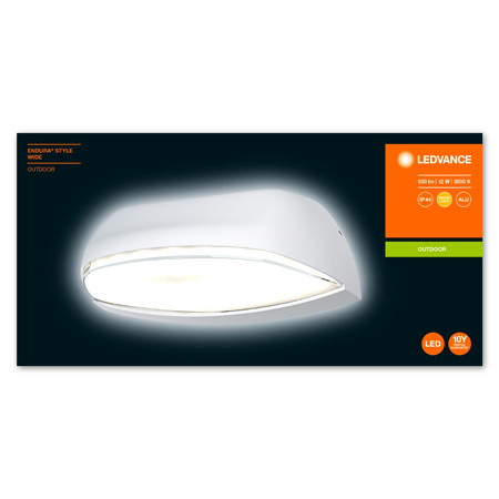 Kinkiet ścienny lampa elewacyjna oprawa zewnętrzna 12W 530lm 3000K biała Endura Style Wide LEDVANCE