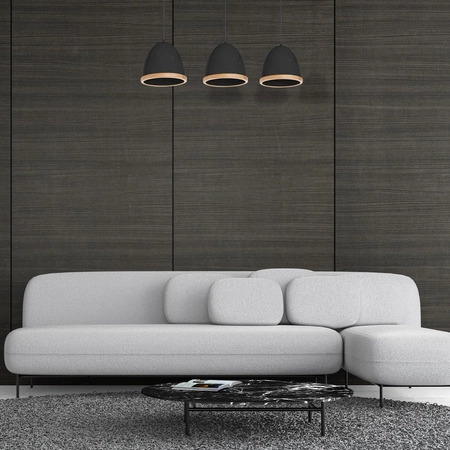 Lampa wisząca STUDIO 3xE27 Klasyczne Klosze Drewniane Wykończenie Czarna MLP8853 Milagro Metal + Drewno