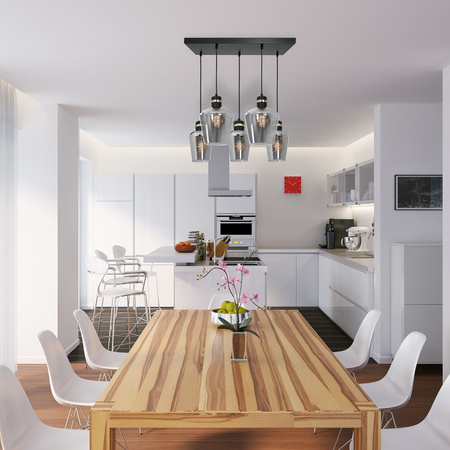 Lampa wisząca RICHMOND 5xE27 Przydymione Szkło Złote Wstawki MLP6543 Milagro Metal + Szkło