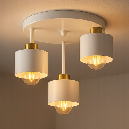 Lampa Sufitowa SPOT TUBA Reflektor Oprawa Halogenowa 3x E27 Biały Złoty Elza Masterled