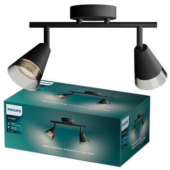Lampa Sufitowa Reflektor Natynkowy 2x GU10 Czarna Cleft Philips
