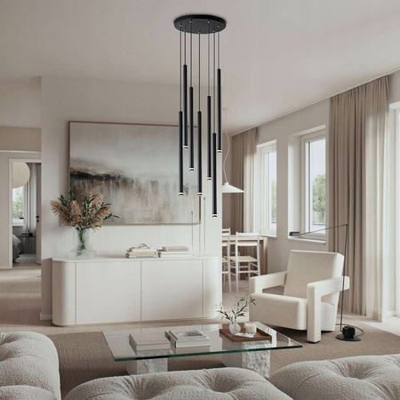 Lampa Wisząca Sufitowa PIERO 7xG9 Regulowana Czarna Okrągła MASTERLED