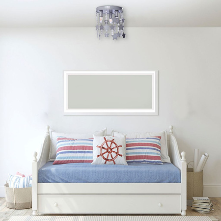 Lampa dziecięca sufitowa szara Żyrandol dla dzieci Gwiazdki STAR 3x E27 Metal i kryształki Milagro