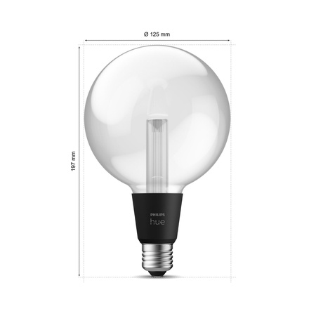 Żarówka LED E27 Kula G125 6.8W = 60W 500lm 2000-6500K CCT + RGB FILAMENT SMART Inteligentna Bluetooth ZigBee White and Color Ambiance Philips HUE